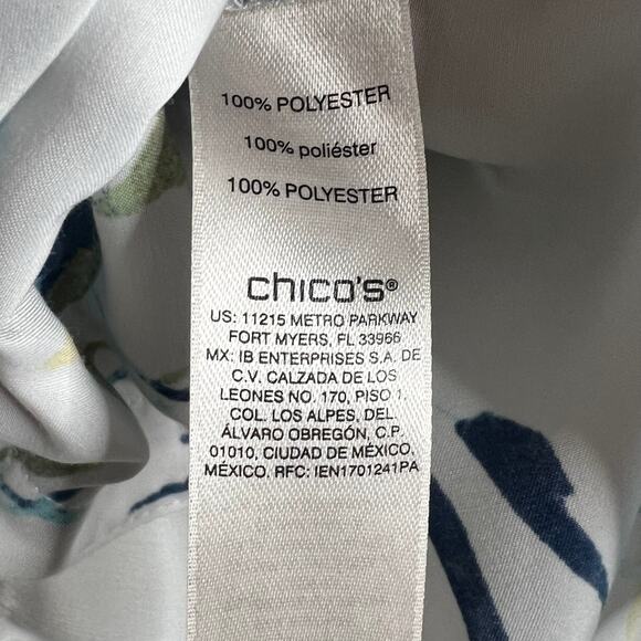 CHICO'S Summer Indigo Easy Utility Shirt Button Down Floral White Blue Size L - Picture 7 of 9